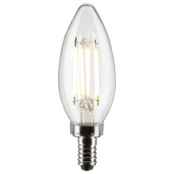4 Watt B11 LED Lamp, Clear, Candelabra Base, 90 CRI, 3500K, 120 Volts